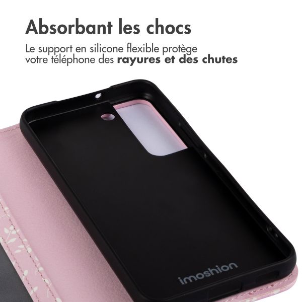 imoshion Étui de téléphone portefeuille Design Samsung Galaxy S22 - Pink Bazaar Flowers