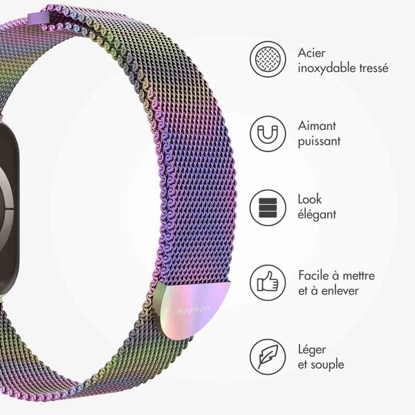 imoshion Bracelet magnétique milanais Apple Watch Series 1 - 9 / SE (38/40/41 mm) | Series 10 / 11 (42 mm) - Taille S - Colorful