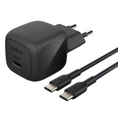 Belkin Chargeur USB-C compact BoostCharge 45W avec câble USB-C vers USB-C - 1 mètre - Noir