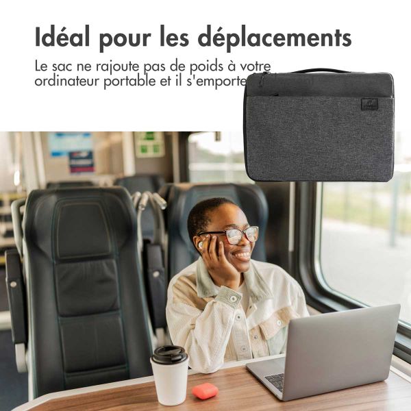 imoshion Pochette ordinateur 15-16 pouces - Pochette ordinateur avec poignée - Convient aux ordinateurs portables jusqu'à 15,6 pouces - Gris