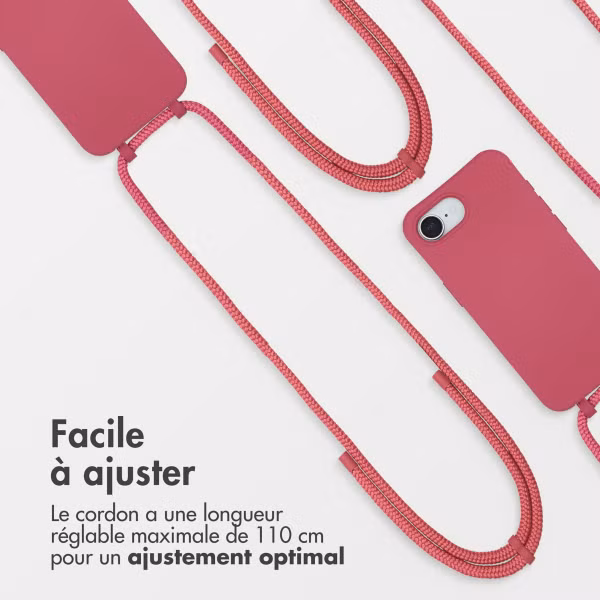imoshion Coque arrière Color avec cordon amovible et MagSafe Apple iPhone 16e - Red Raspberry