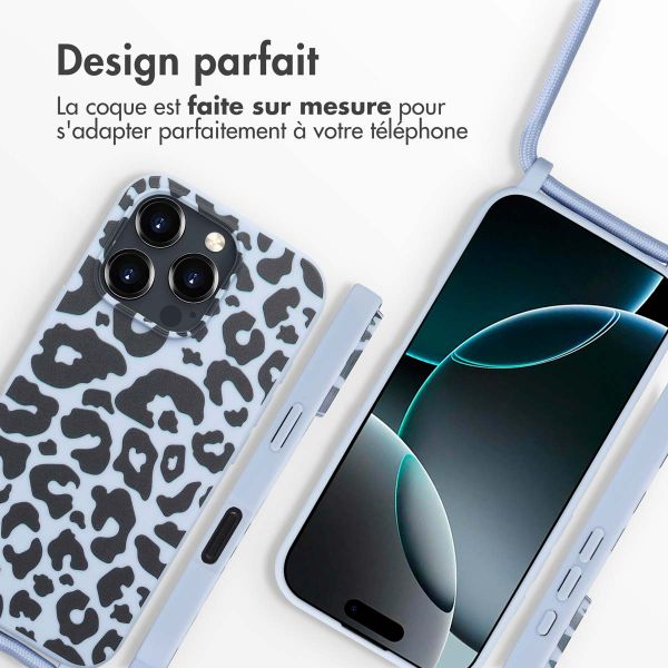 imoshion Coque design en silicone avec cordon Apple iPhone 16 Pro - Animal Lila