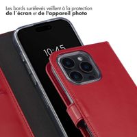 Selencia Étui de téléphone portefeuille en cuir véritable iPhone 16 Pro Max - Rouge