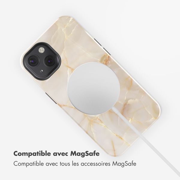 Selencia Coque arrière Vivid Tough avec MagSafe iPhone 13 - Golden Beige Marble