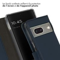 Selencia Étui de téléphone portefeuille en cuir véritable Google Pixel 7 - Bleu