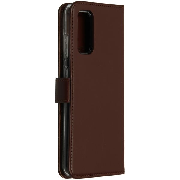 Selencia Étui portefeuille en cuir véritable Samsung Galaxy S20 - Marron