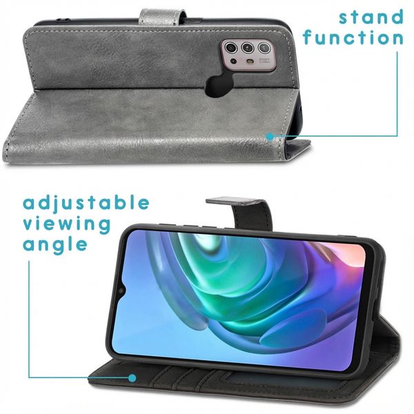 imoshion Étui de télephone portefeuille de luxe Motorola Moto G30 / G20 / G10 (Power) - Gris