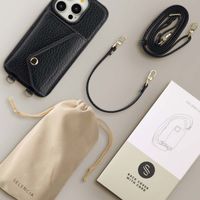 Selencia Coque à cordon avec porte-cartes enveloppe Sera iPhone 14 Pro - Noir