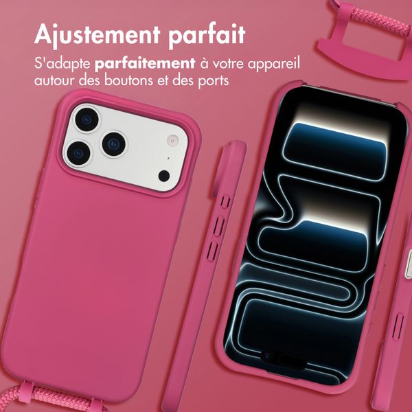 imoshion Coque arrière Color avec cordon amovible et MagSafe Apple iPhone 17 Pro - Raspberry