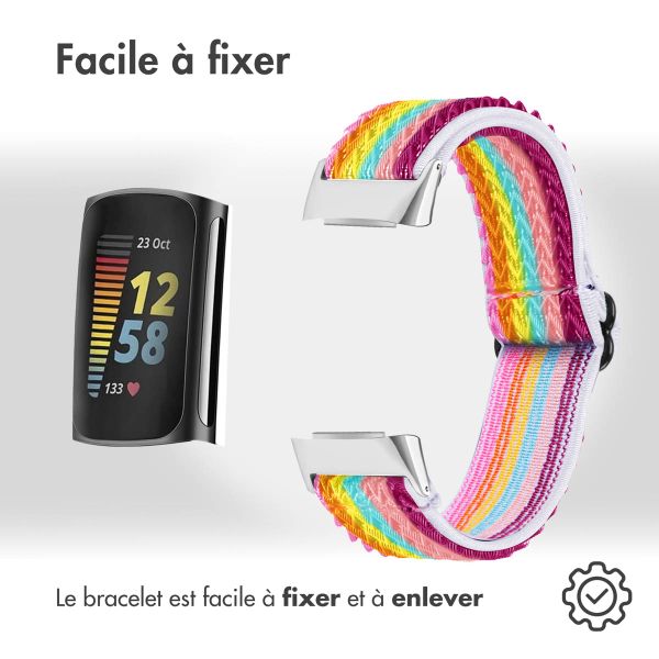 imoshion Bracelet en nylon élastique Fitbit Charge 5 - Multicolore