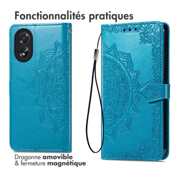 imoshion Etui de téléphone portefeuille Mandala Oppo A18 / Oppo A38 - Turquoise