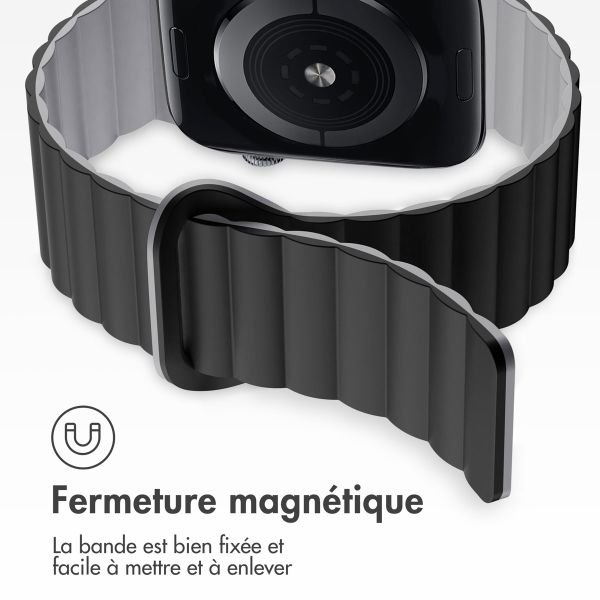 imoshion Bracelet magnétique en silicone Apple Watch Apple Watch Series 1 á 9 / SE (38/40/41 mm) | Series 10 (42 mm) - Noir / Gris