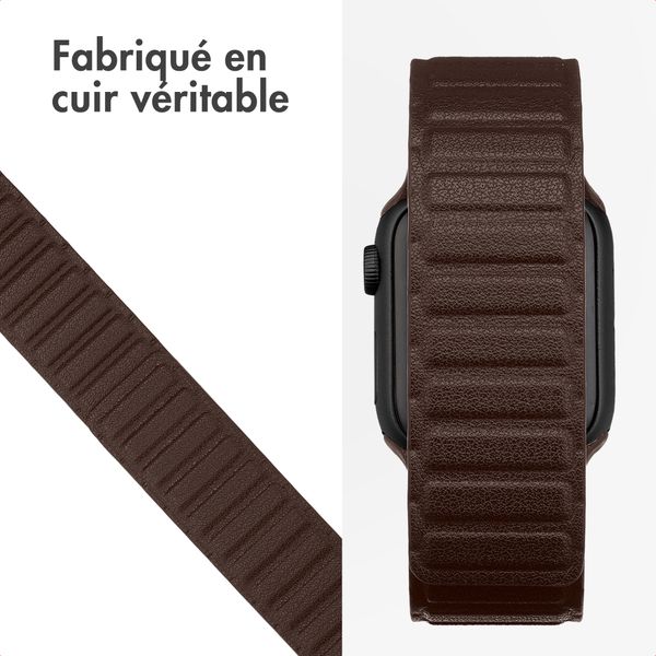 Accezz Bracelet en cuir véritable magnétique Apple Watch | 38/40/41/42 mm - Chocolate Brown