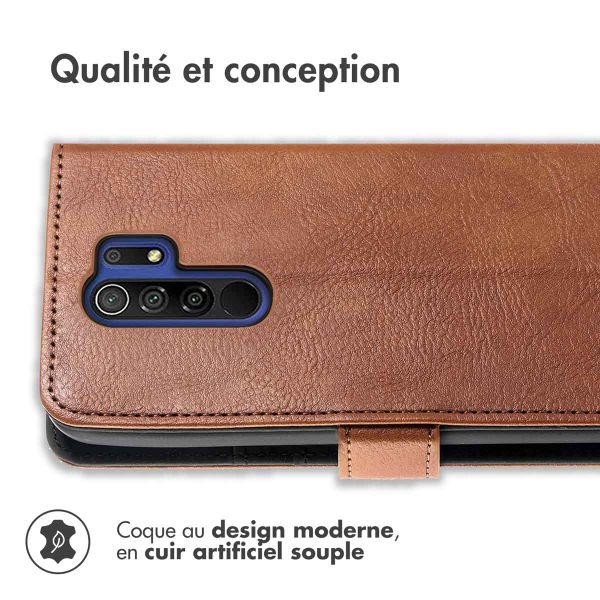 imoshion Étui de téléphone portefeuille Luxe Xiaomi Redmi 9 - Brun