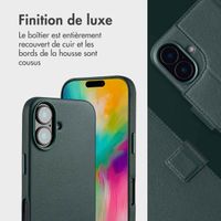 Accezz Étui de télephone portefeuille en cuir 2-en-1 avec MagSafe Apple iPhone 16 - Cedar Green