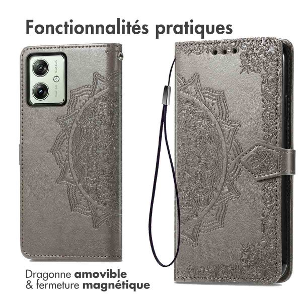 imoshion Etui de téléphone portefeuille Mandala Motorola Moto G54 - Gris