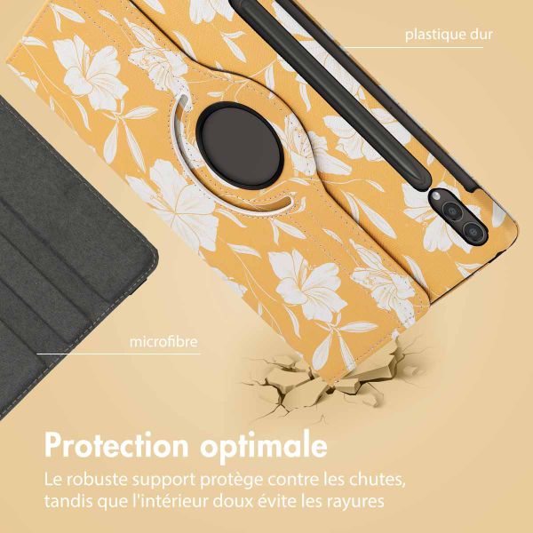 imoshion Coque tablette Design rotatif à 360° Samsung Galaxy Tab S10 Plus / Tab S9 FE Plus / Tab S9 Plus - Yellow Flowers