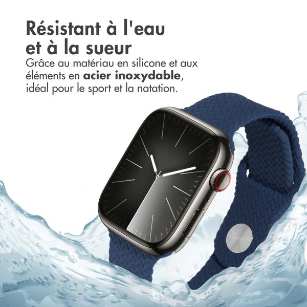 imoshion Bracelet tressé en silicone Apple Watch Series 1 t/m 11 / SE / Ultra (44/45/46/49 mm) - Bleu foncé