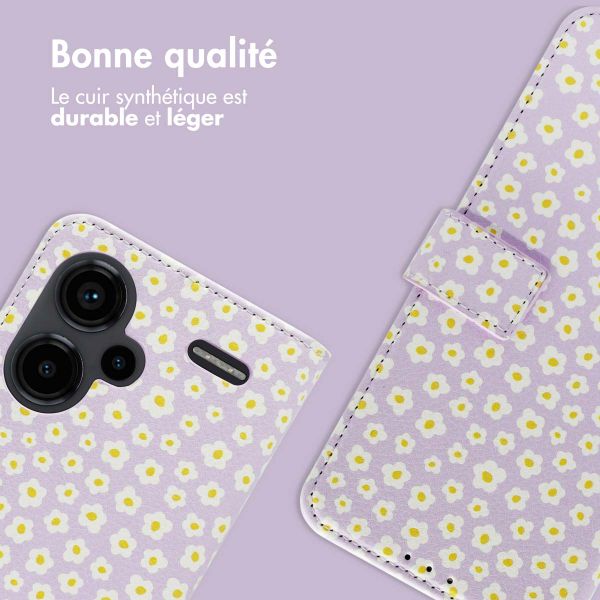 imoshion Étui de téléphone portefeuille Design Xiaomi Redmi Note 13 Pro Plus (5G) - White Daisy