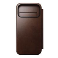Nomad Étui de style livre folio moderne en cuir Horween avec MagSafe Apple iPhone 17 Pro Max - Rustic Brown