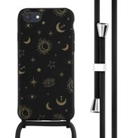 imoshion Coque design en silicone avec cordon iPhone SE (2022 / 2020) / 8 / 7 - Sky Black