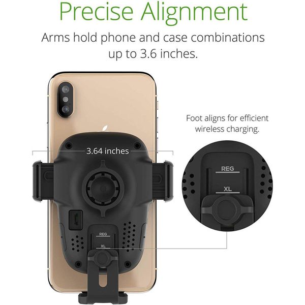 iOttie AutoSense Wireless Fast Charging Mount - Support de téléphone pour voiture - Grille de ventilation et lecteur CD - Noir