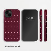 Selencia Coque arrière Vivid avec MagSafe Apple iPhone 14 - Happy Dots Burgundy