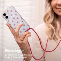 imoshion Coque Design avec cordon Apple iPhone 16 - Dusty Rose Connected Hearts
