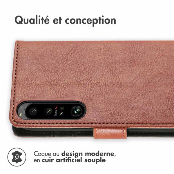 imoshion Étui de téléphone portefeuille Luxe Sony Xperia 1 IV - Brun