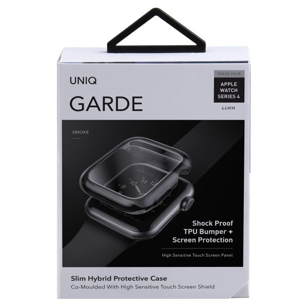 Uniq Garde Coque Hybride Apple Watch avec protection d'écran Apple Watch 4-6 / SE - 44 mm - Smoked (Tinted Grey)