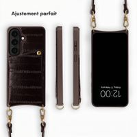 Selencia Nova coque arrière en cuir véritable avec porte-cartes Samsung Galaxy S26 - Dark Chocolate