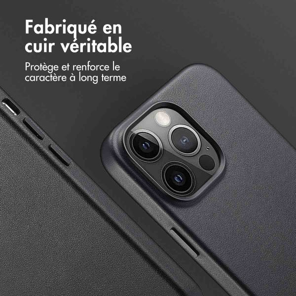 Accezz Coque arrière en cuir avec MagSafe iPhone 14 Pro Max - Onyx Black