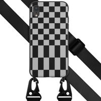 Selencia ﻿Coque design en silicone avec cordon amovible iPhone Xr - Irregular Check Black