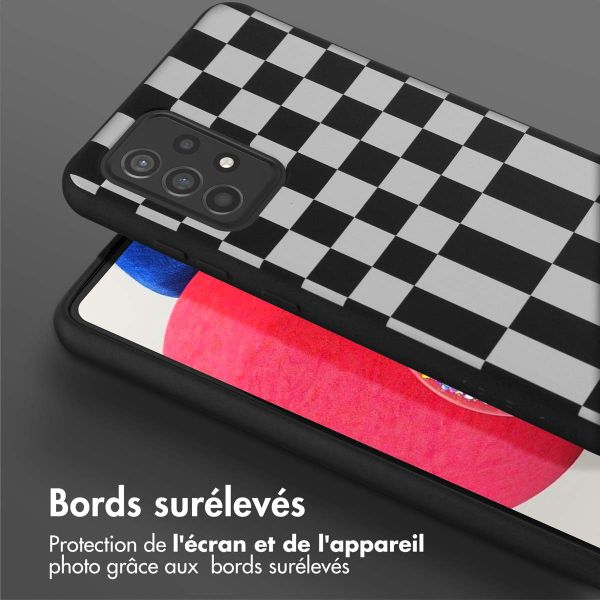 Selencia ﻿Coque design en silicone avec cordon amovible Samsung Galaxy A52(s) (5G/4G) - Irregular Check Black