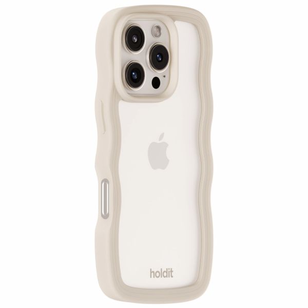 Holdit Coque Wavy iPhone 16 Pro Max - Light Beige / Transparent