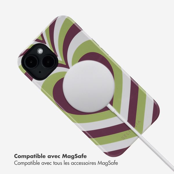 Selencia Coque arrière Vivid avec MagSafe Apple iPhone 14 - Double Hearts Plum Fern