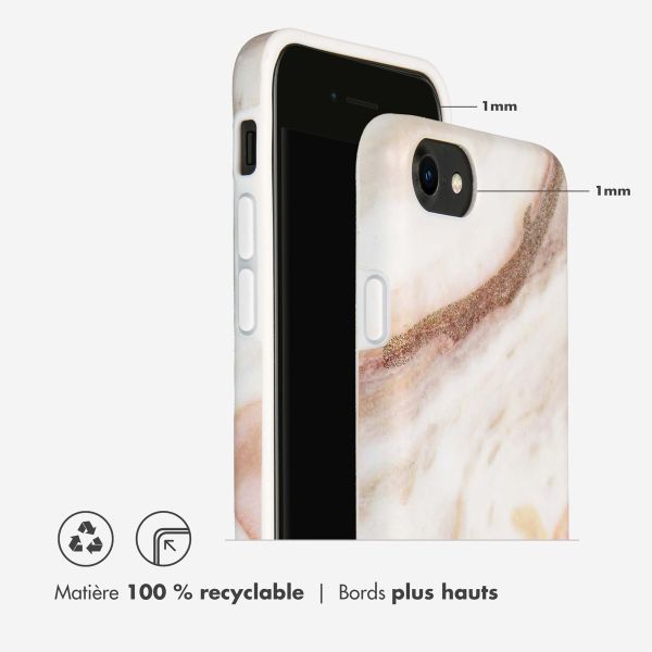 Selencia Aurora Coque Fashion iPhone SE (2022 / 2020) / 8 / 7 - ﻿Coque durable - 100 % recyclée - Marbre Blanc