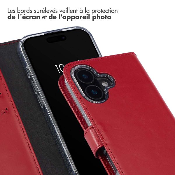 Selencia Étui portefeuille en cuir véritable Apple iPhone 16 Plus - Rouge