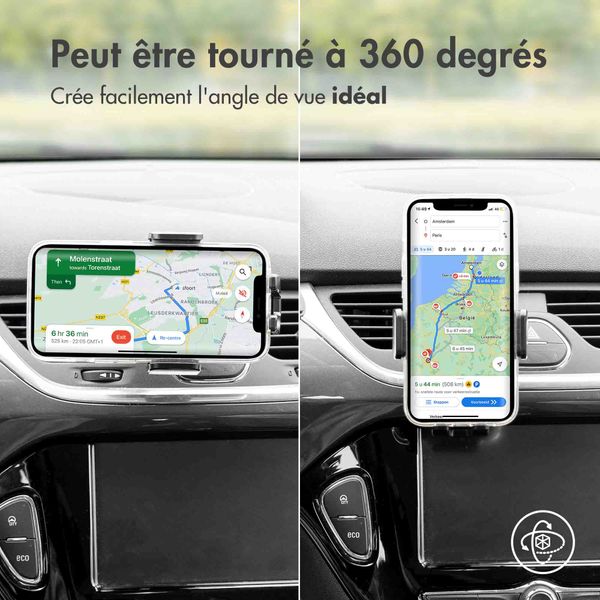 Accezz Support de téléphone pour voiture iPhone 14 Pro - Chargeur sans fil - Grille d'aération - Noir