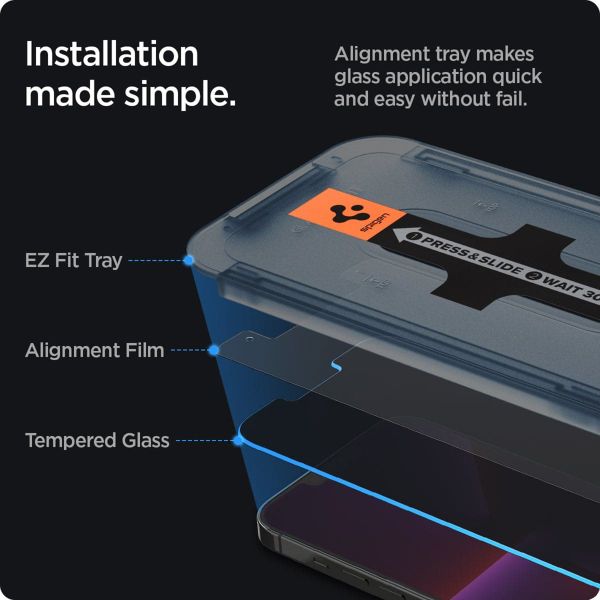 Spigen Protection d'écran en verre trempé GLAStR Privacy Applicator Apple iPhone 13 Pro Max