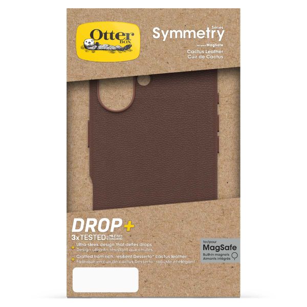 OtterBox Coque en cuir de cactus Symmetry MagSafe Apple iPhone 16 - Rich Adobe Brown