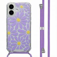 imoshion Coque Design avec cordon Apple iPhone 16 - Tropical Violet Flowers Connect