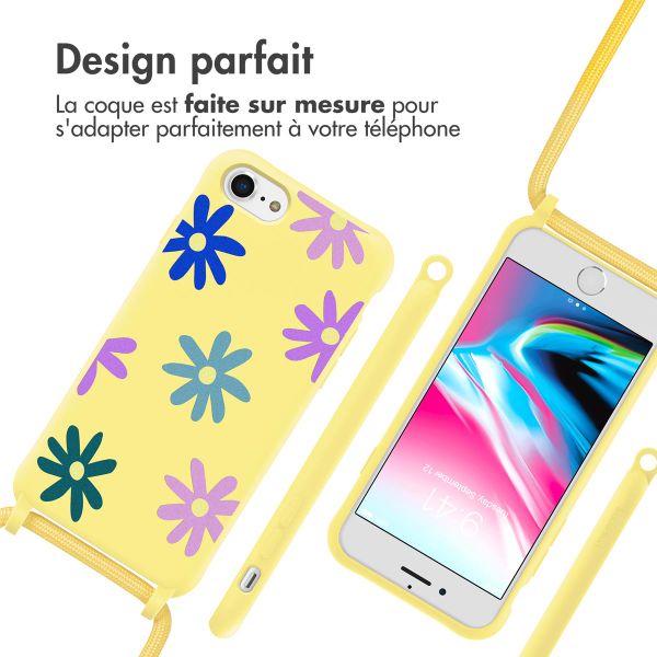 imoshion Coque design en silicone avec cordon iPhone SE (2022 / 2020) / 8 / 7 - Yellow Flower Distance