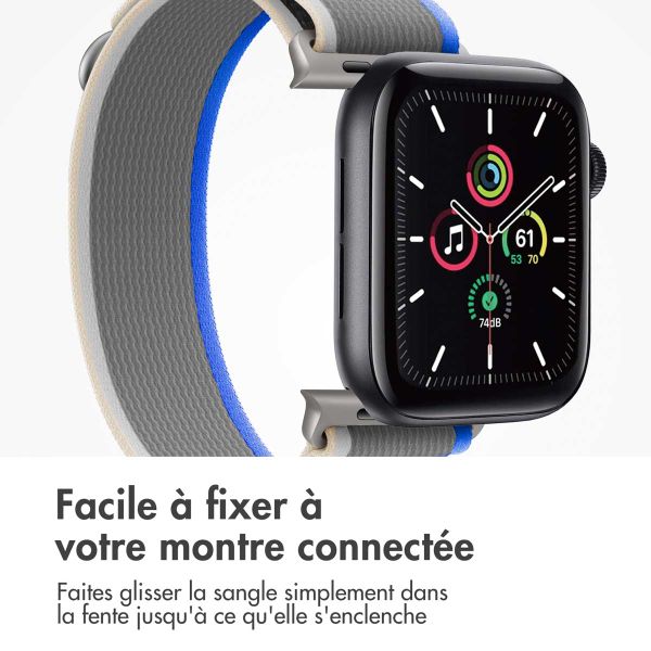 imoshion Bracelet Trail en nylon Apple Watch Series 1 t/m 11 / SE / Ultra (44/45/46/49 mm) - Blue / Grey