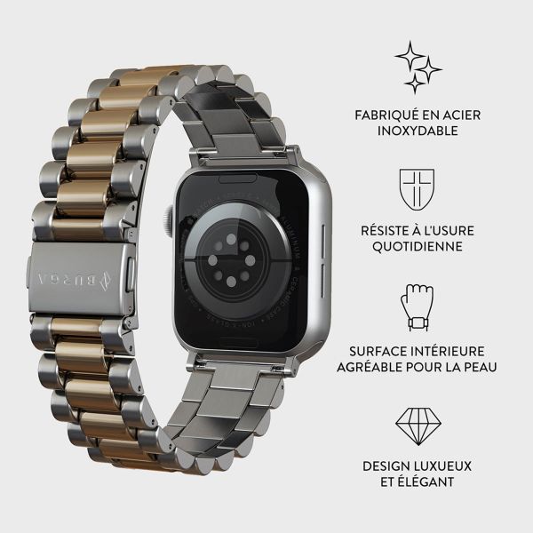 Burga Bracelet en acier Apple Watch Series 1 á 9 / SE (38/40/41 mm) | Series 10 (42 mm) - All eyes on me - Dorée & Argent