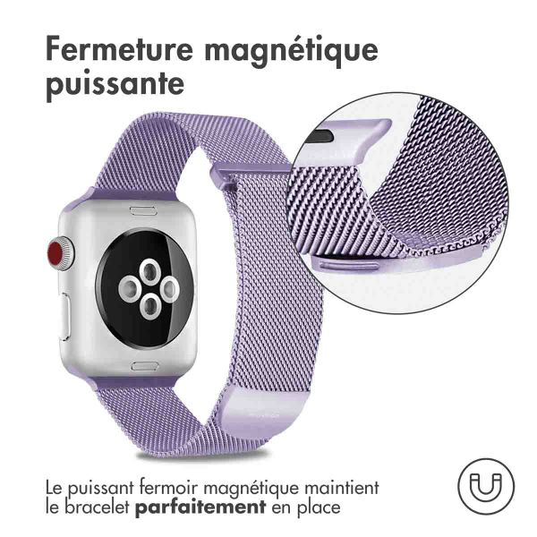imoshion Bracelet magnétique milanais Apple Watch Series 1 - 11 / SE / Ultra (44/45/46/49 mm) - Taille M - Violet