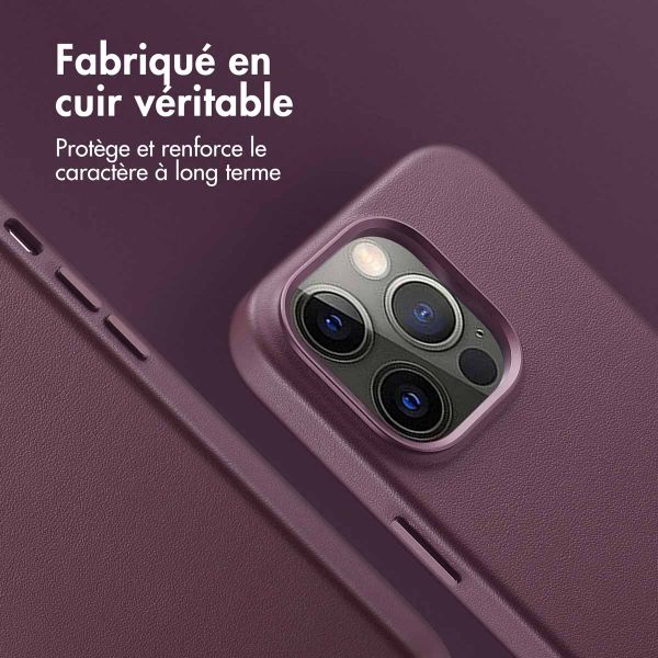 Accezz Coque arrière en cuir avec MagSafe Apple iPhone 14 Pro - Heath Purple