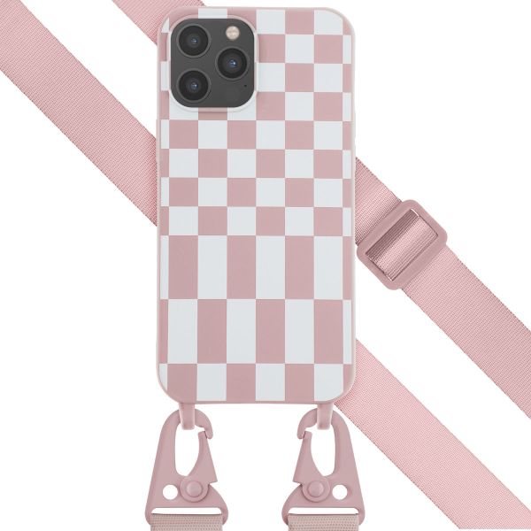 Selencia Coque design en silicone avec cordon amovible Apple iPhone 12 Pro Max - Irregular Check Sand Pink