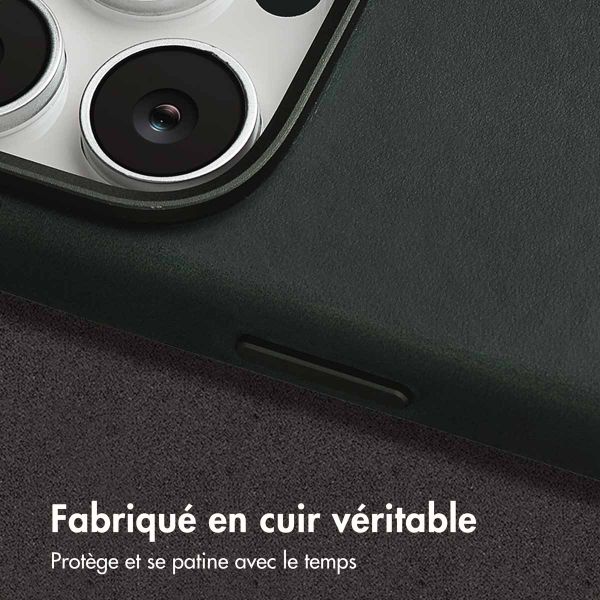 Accezz Coque MagSafe en cuir vintage Apple iPhone 16 Pro - Smokey Green