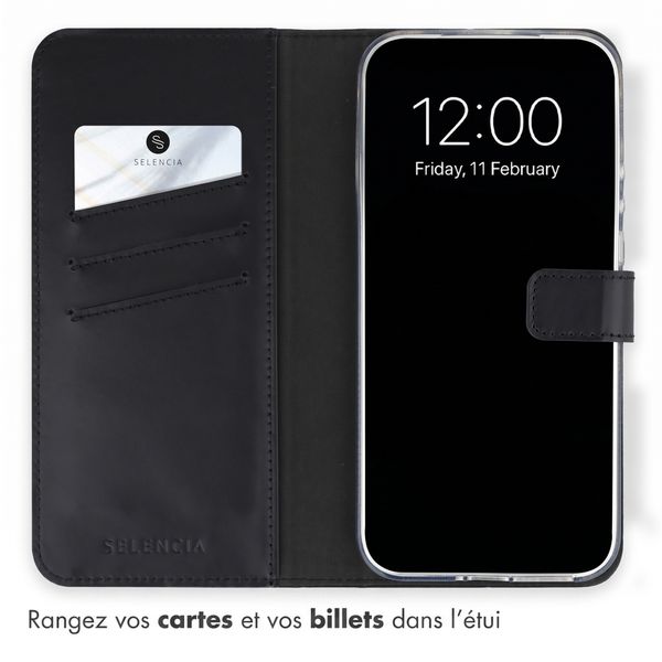 Selencia Étui portefeuille en cuir véritable Xiaomi 17 Ultra - Noir